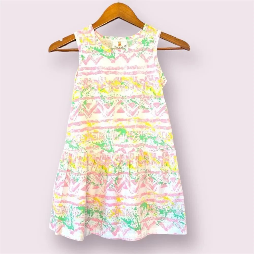 HUGGY BEAR Of California Vintage 80's Neon Graphic Print Dress